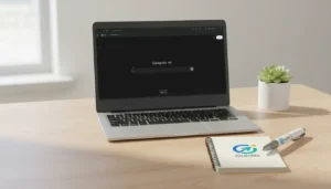 Laptop showing Grokipedia homepage – AI-powered browser and research assistant that helps you search, summarize, and learn faster.